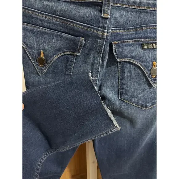 Hudson Bacara Jeans, 27, blue, straight leg. raw hem. low rise. Hippie, Y2K - Picture 5 of 5